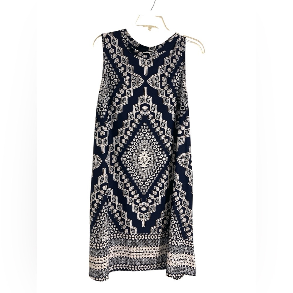 Apt. 9 Navy and White Patterned Dress